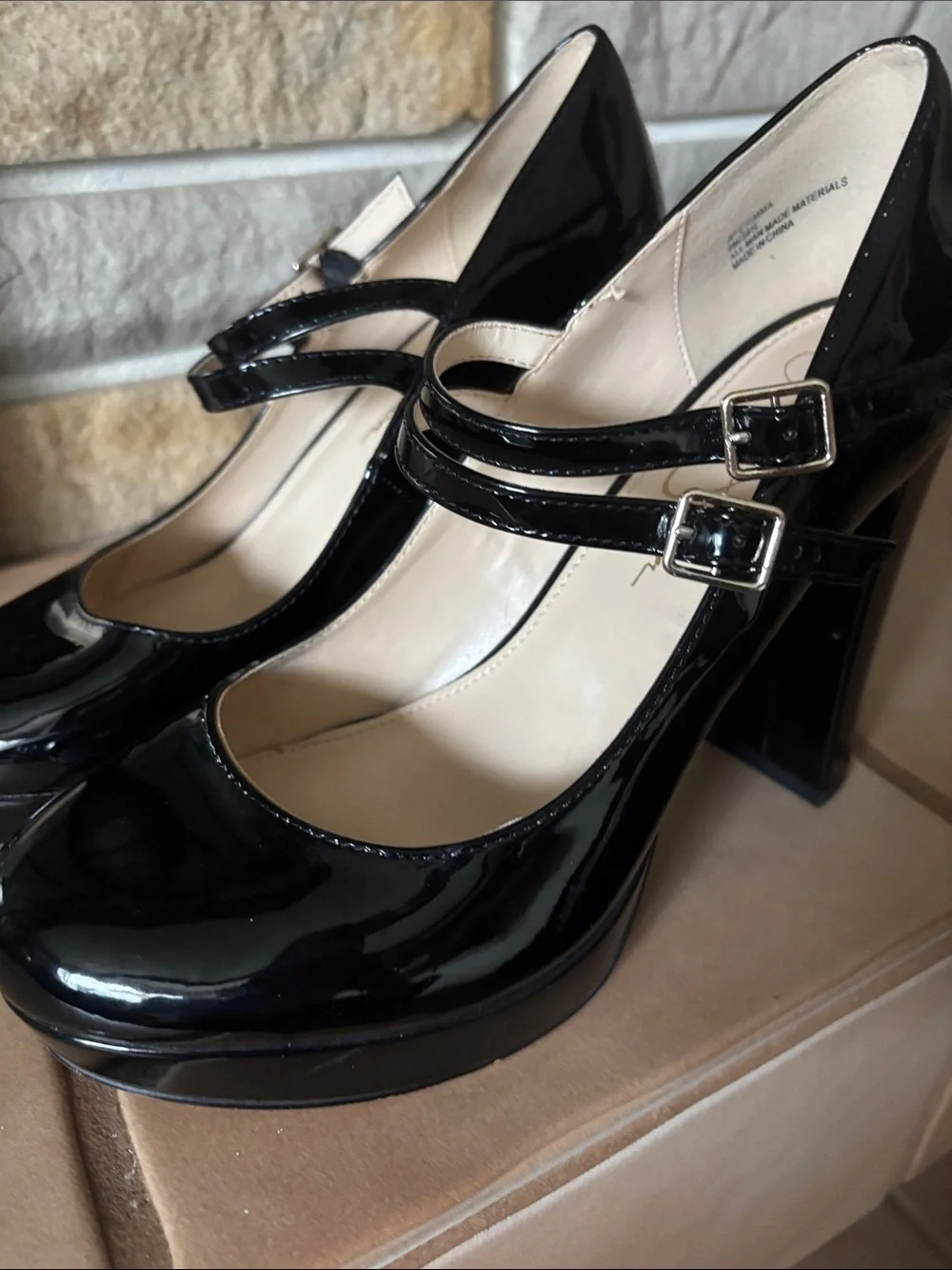 Jessica Simpson JP-Erimma Black Patent Platform Mary Janes - Size 8M - Picture 6 of 12